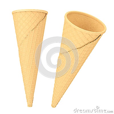 Empty Waffle Crispy Ice Cream Cone. 3d Rendering Stock Photo