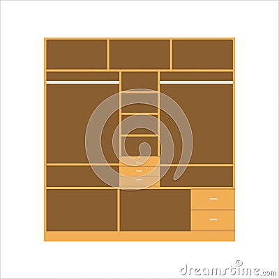 Empty wardrobe in flat cartoon style for bedroom interior Vector Illustration