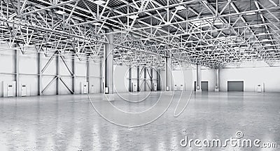 Empty warehouse in white color. Cartoon Illustration