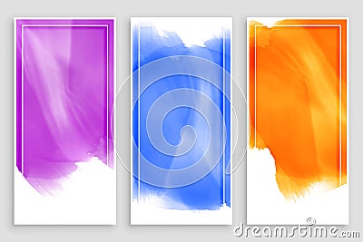 Empty watercolor banners set design Vector Illustration