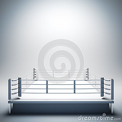 Empty white boxing ring. Cartoon Illustration