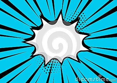 Empty white comic bubble with blue background. Vector illustration Cartoon Illustration