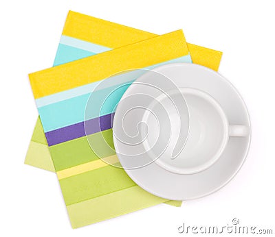 Empty white cup on placemat Stock Photo