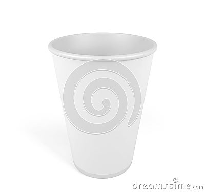 Empty white disposable paper cup isolated on white background Stock Photo