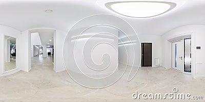 Empty white entrance hall room without furniture. full seamless spherical hdri panorama 360 degrees in interior room in modern Stock Photo