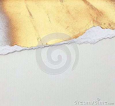 Empty white and gold Blank texture canvas paper card,copy space for your text message. Minimalism style template background. Flat Stock Photo