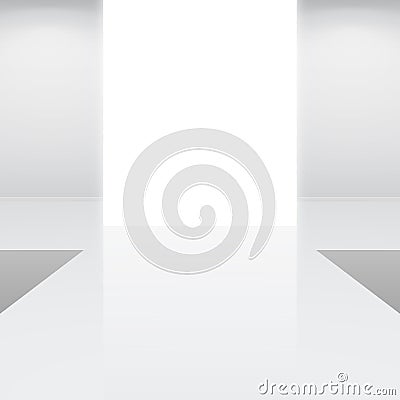 Empty white interior fashion podium Vector Illustration