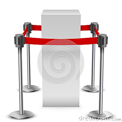 Empty white museum display podium Vector Illustration