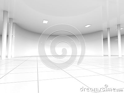 Empty white open space 3D rendering Stock Photo