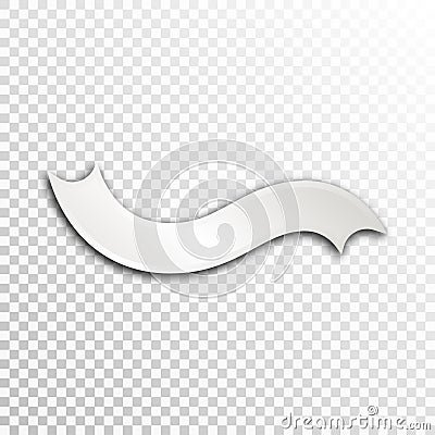 Empty white paper plate base for text. Simple ribbon form card on transparent background Vector Illustration