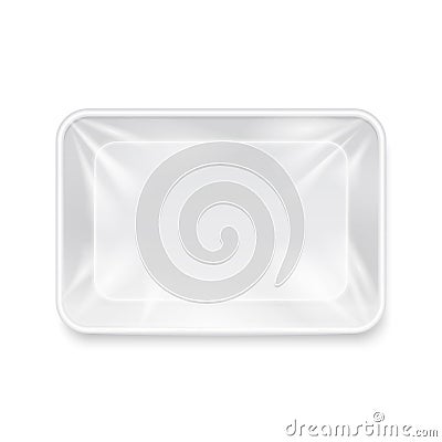 Empty white plastic food container, packaging tray vector template Vector Illustration