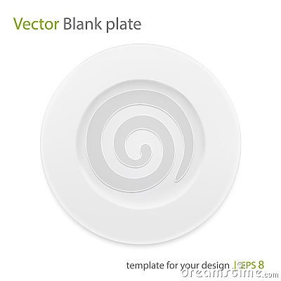 Empty white plate. Vector isolated on white. Vector Illustration