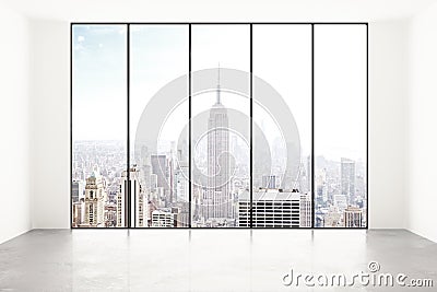 Empty white room with city view Stock Photo