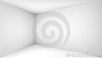 Empty white room. The inner space of the box. Corner of light box with soft shadows. Vector design illustration. Mock up for you b Vector Illustration