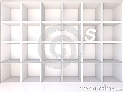 Empty white shelves with S Stock Photo