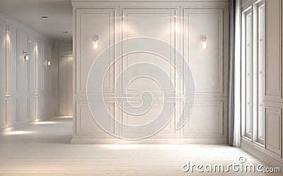 Empty white studio interior classic, 3D render 3D illustration Cartoon Illustration