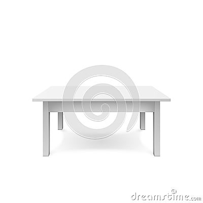 Empty white table design. Plastic teble with shadow. Vectro illustration isolated on white background Vector Illustration