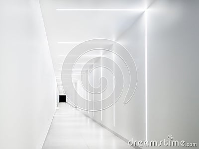 Empty white tunnel with a dark exit at the end Cartoon Illustration