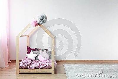 White wall in spacious baby bedroom interior Stock Photo