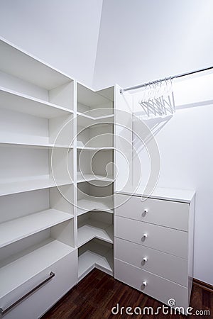 Empty white wardrobe in modern house Stock Photo