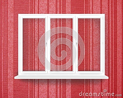Empty white window isolated on the redish walipaper Stock Photo