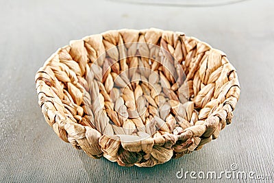 Empty Wicker Basket Bowl Stock Photo