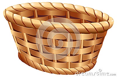 Empty wicker basket for Thanksgiving harvest festival isolated on white Vector Illustration
