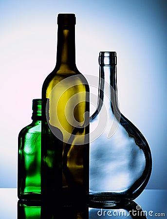 Empty Wine Bottles Stock Photo