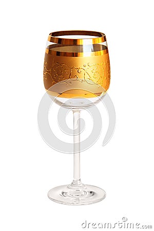 Empty Wine Glass with Gilding Stock Photo