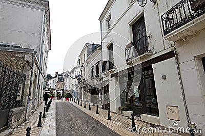 Empty winter-time streetview of Amboise France Editorial Stock Photo