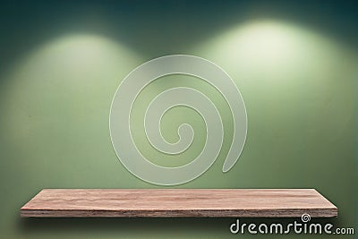 Empty wood shelf on wall Stock Photo