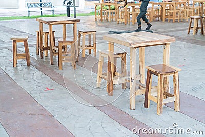 empty wood table and chair Stock Photo