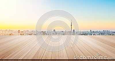 Empty wood table floor top for display or montage product Stock Photo