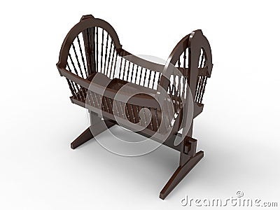 Empty wooden baby crib Cartoon Illustration