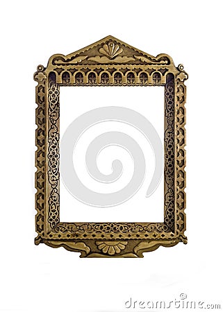 Empty wooden carved Frame for picture or portrait Stock Photo