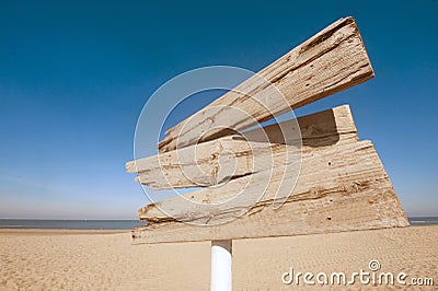 Empty wooden direction sign Stock Photo