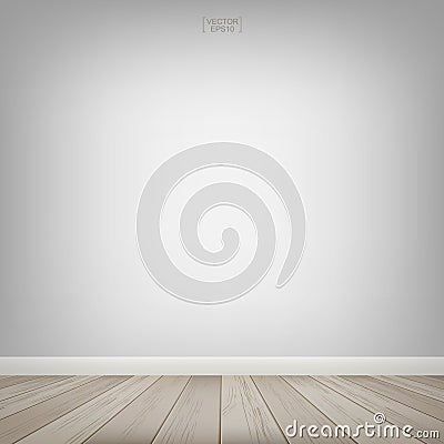 Empty wooden room space with white wall background. Vector illustration. Vector Illustration