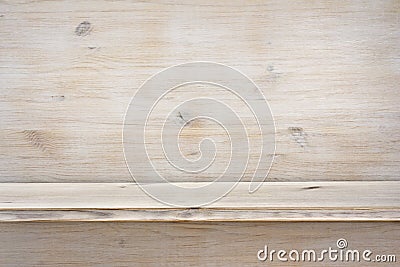 Empty wooden shelf on wood texture background Stock Photo