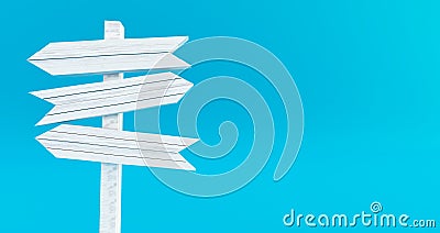 Empty wooden signpost on bleu background Stock Photo