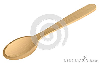 Empty wooden spoon on white background Vector Illustration