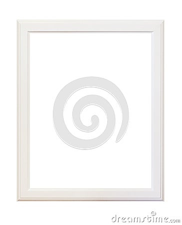 Empty wooden white picture frame isolated Stock Photo