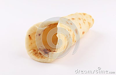 Empty wrap naan bread ready to be filled on white background Stock Photo