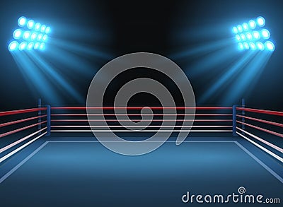 Empty wrestling sport arena. Boxing ring dramatic sports vector background Vector Illustration