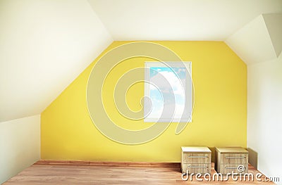 Empty yellow painted room Stock Photo