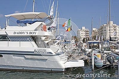 Empuriabrava Harbor life view with yachts Editorial Stock Photo