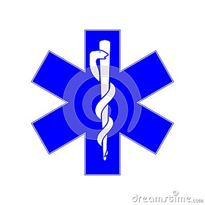 EMS symbol with the Rod of Asclepius Vector Illustration