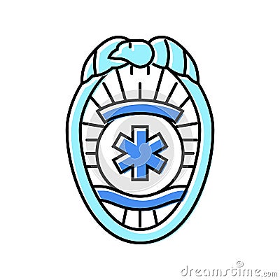 emt badge ambulance color icon vector illustration Cartoon Illustration