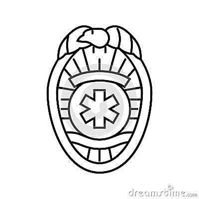 emt badge ambulance line icon vector illustration Cartoon Illustration