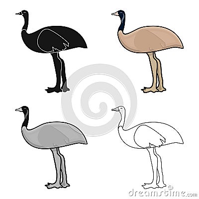 Emu icon in cartoon style isolated on white background. Australia symbol stock vector illustration. Vector Illustration