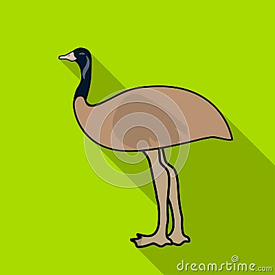 Emu icon in flat style isolated on white background. Australia symbol stock vector illustration. Vector Illustration